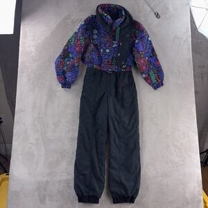 Edelweiss Skiwear Snowsuit Junior Size Medium Black Multicolor Insulated Winter
